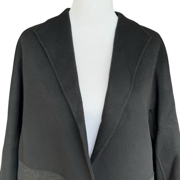 Eileen Fisher Wool Two Tone Color Block Coat Black Gray Size Large - Picture 2 of 5